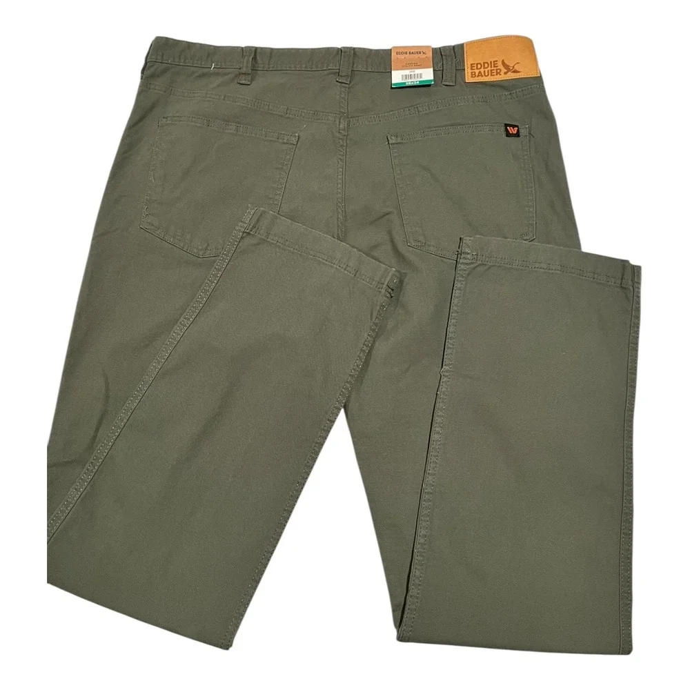 NWT Eddie Bauer Men's 38x34‎ Green Canvas Utility Workwear Pants Trousers